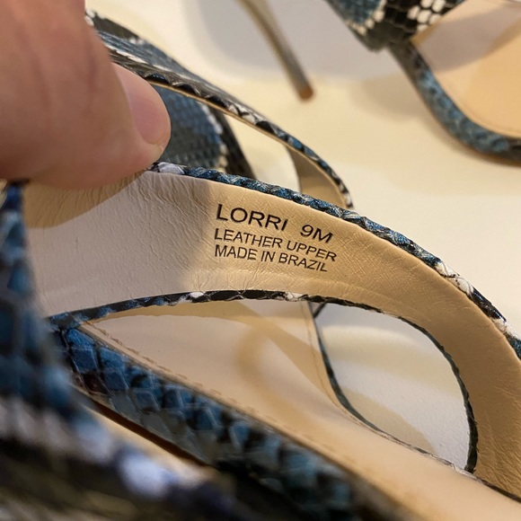 Botkier Lorri Ankle Strap Sandal In Blue Snake Print Leather Size 9 - Picture 5 of 11